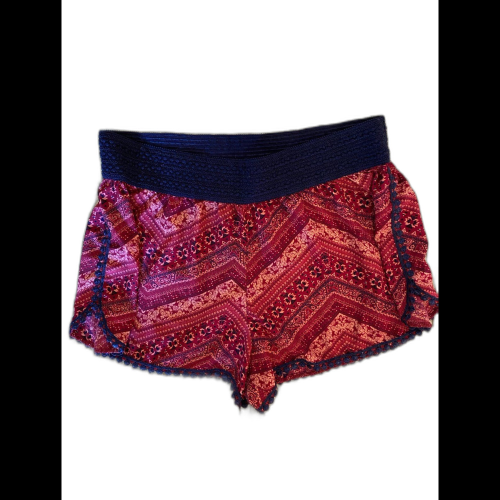No Boundaries Burgundy Navy Plus Size XL 15-17 Junior Lace Edge PJ Girls Shorts